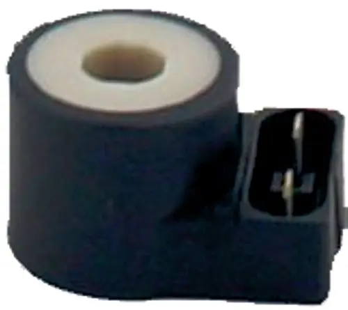 Schwarzer Magnetschalter mit zylindrischer Form und seitlichem Anschluss. Abgebildet ist ein Produkt von Wolf, gut geeignet für Anwendungen in Geräten.